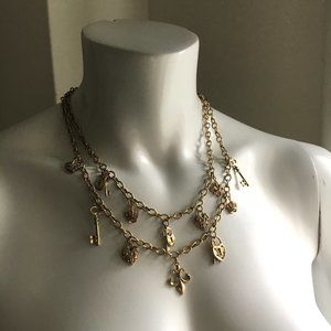 Gold Charm Statement Necklace